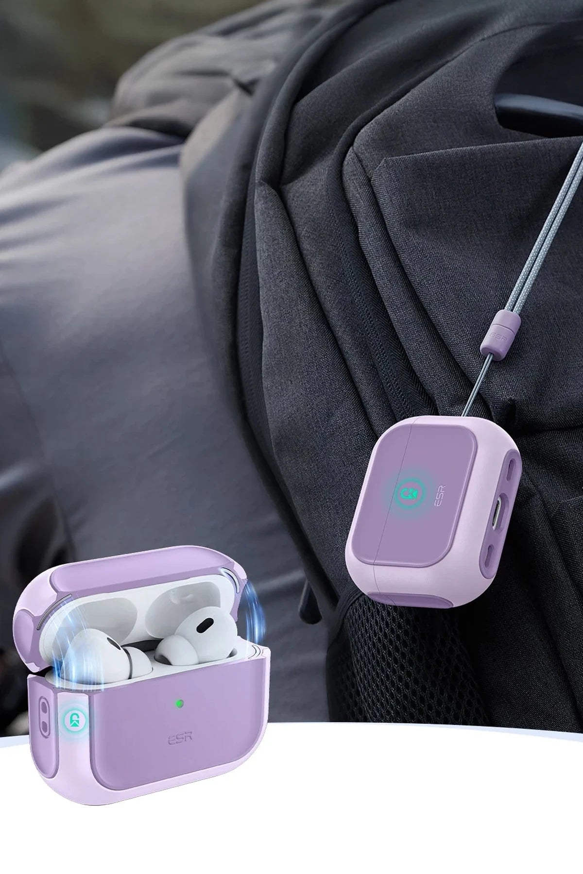 ESR Apple Airpods Pro 3 (3.Nesil) Orbit Hybrid Magsafe Şarj Destekli Kılıf - Lila