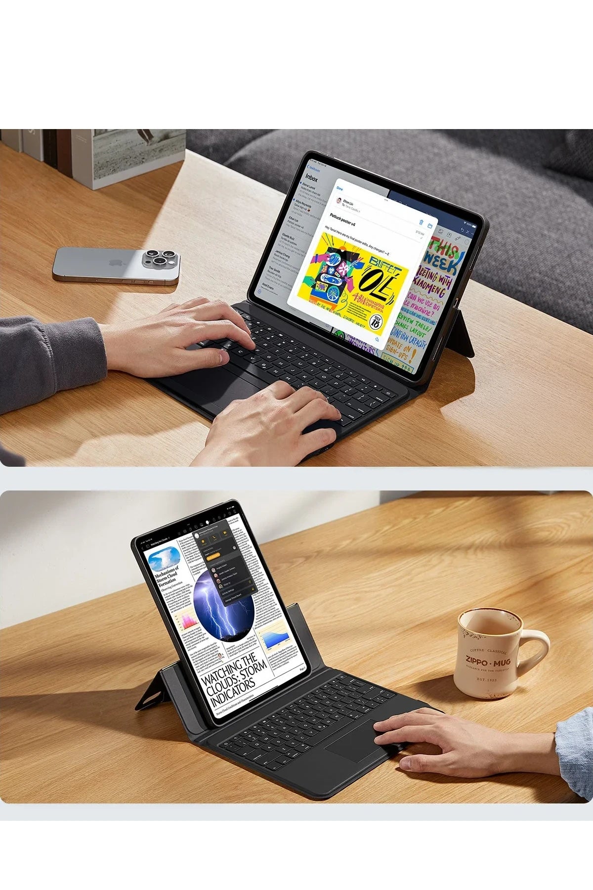 ESR Apple iPad 2022 10.9 (10.nesil) Ascend Klavyeli Tablet Kılıfı - Siyah