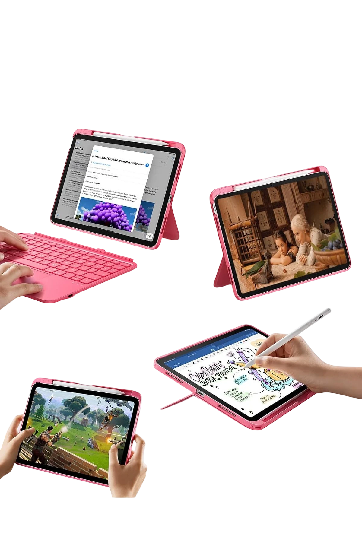 ESR Apple iPad 2022 10.9 (10.nesil) Flex Klavyeli Tablet Kılıfı - Pembe