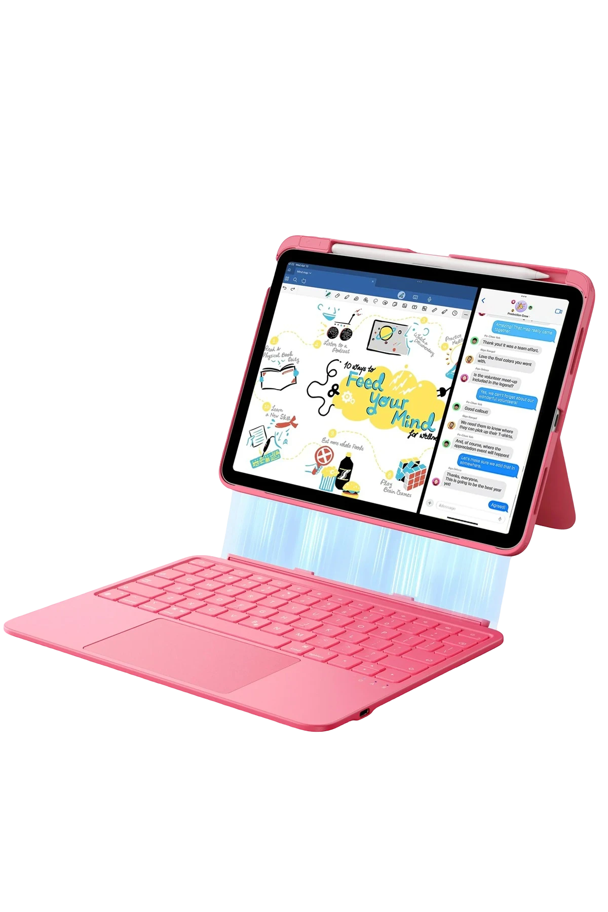 ESR Apple iPad 2022 10.9 (10.nesil) Flex Klavyeli Tablet Kılıfı - Pembe