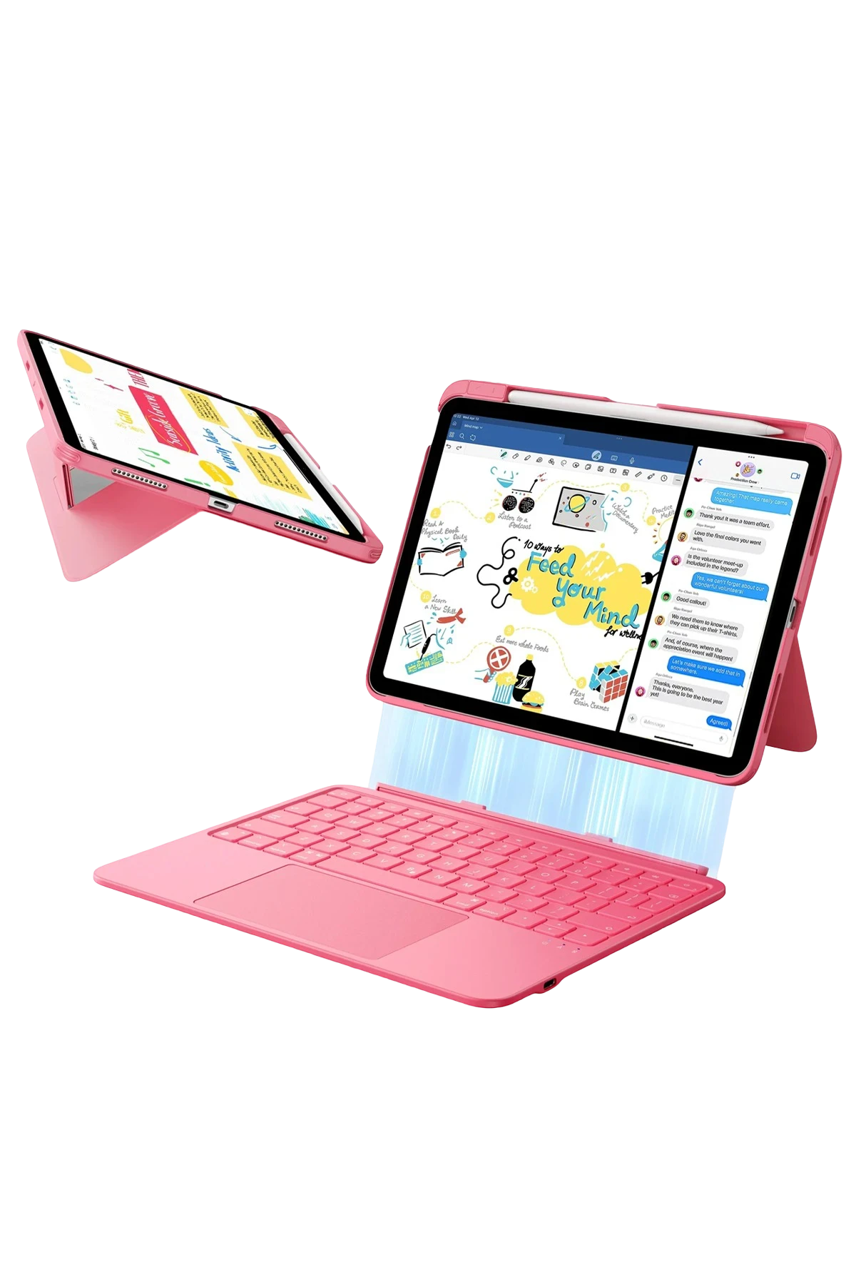 ESR Apple iPad 2022 10.9 (10.nesil) Flex Klavyeli Tablet Kılıfı - Pembe