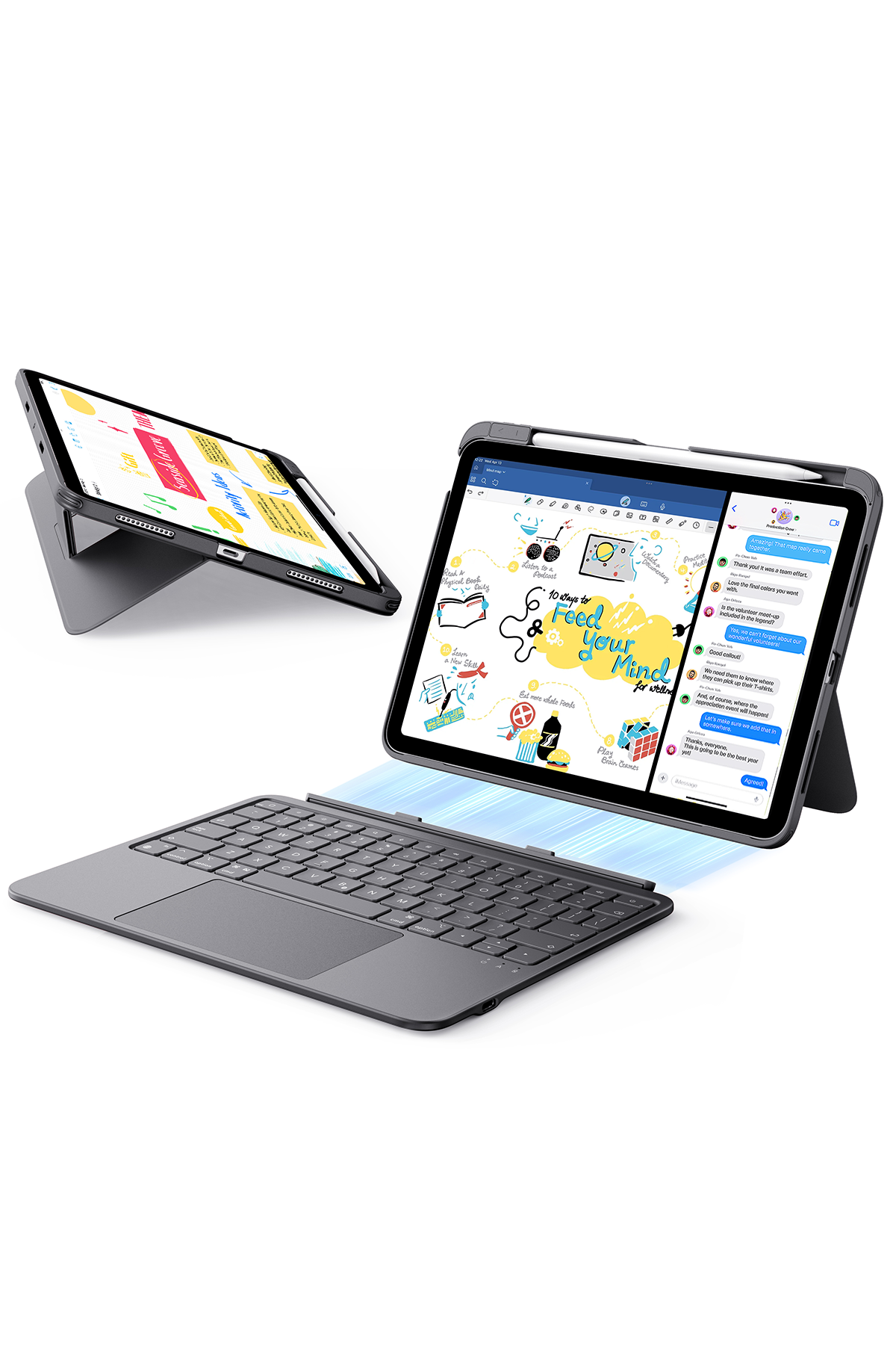 ESR Apple iPad Air 11 (2024) Flex Klavyeli Tablet Kılıfı - Gri