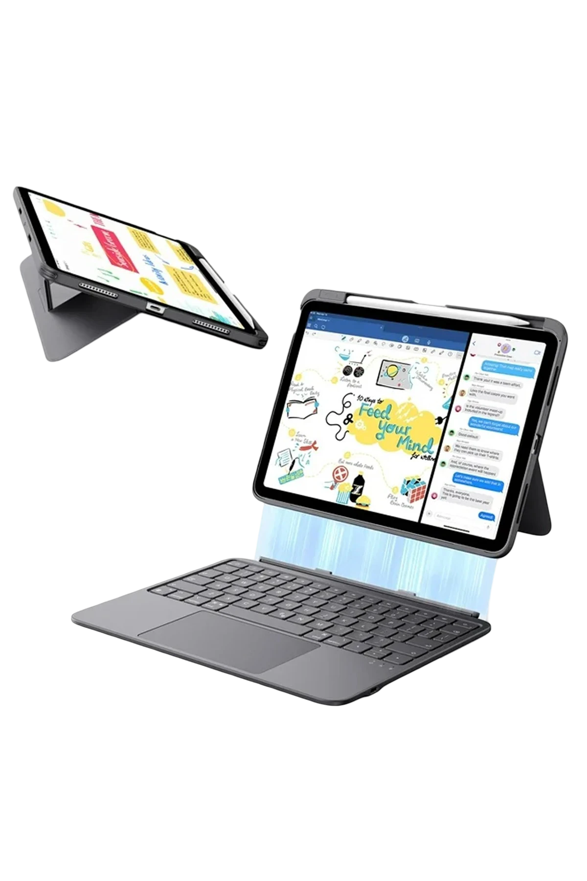 ESR Apple iPad Air 11 (2024) Flex Klavyeli Tablet Kılıfı - Koyu Gri