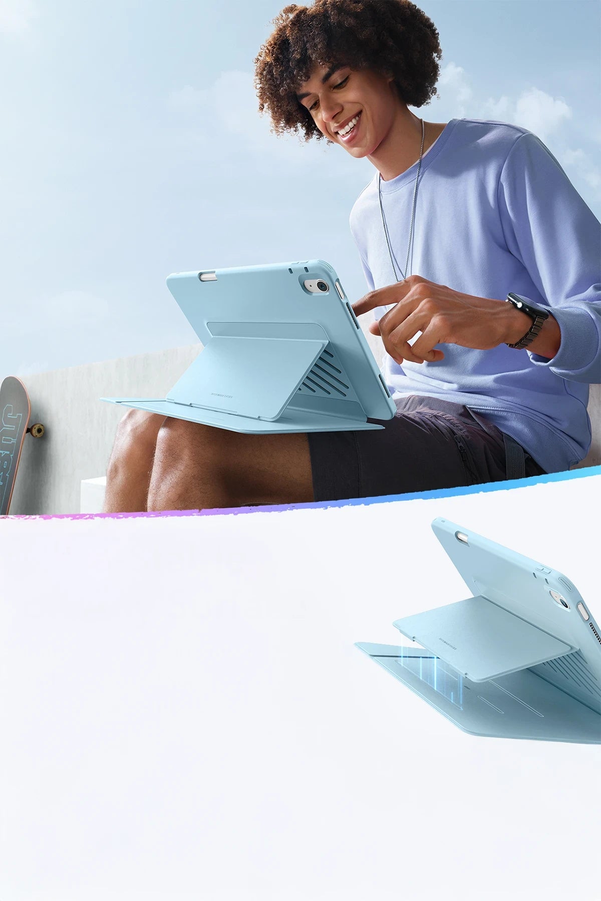 ESR Apple iPad Air 11 (2024) Flip Hybrid Kalemlikli Tablet Kılıfı - Açık Mavi