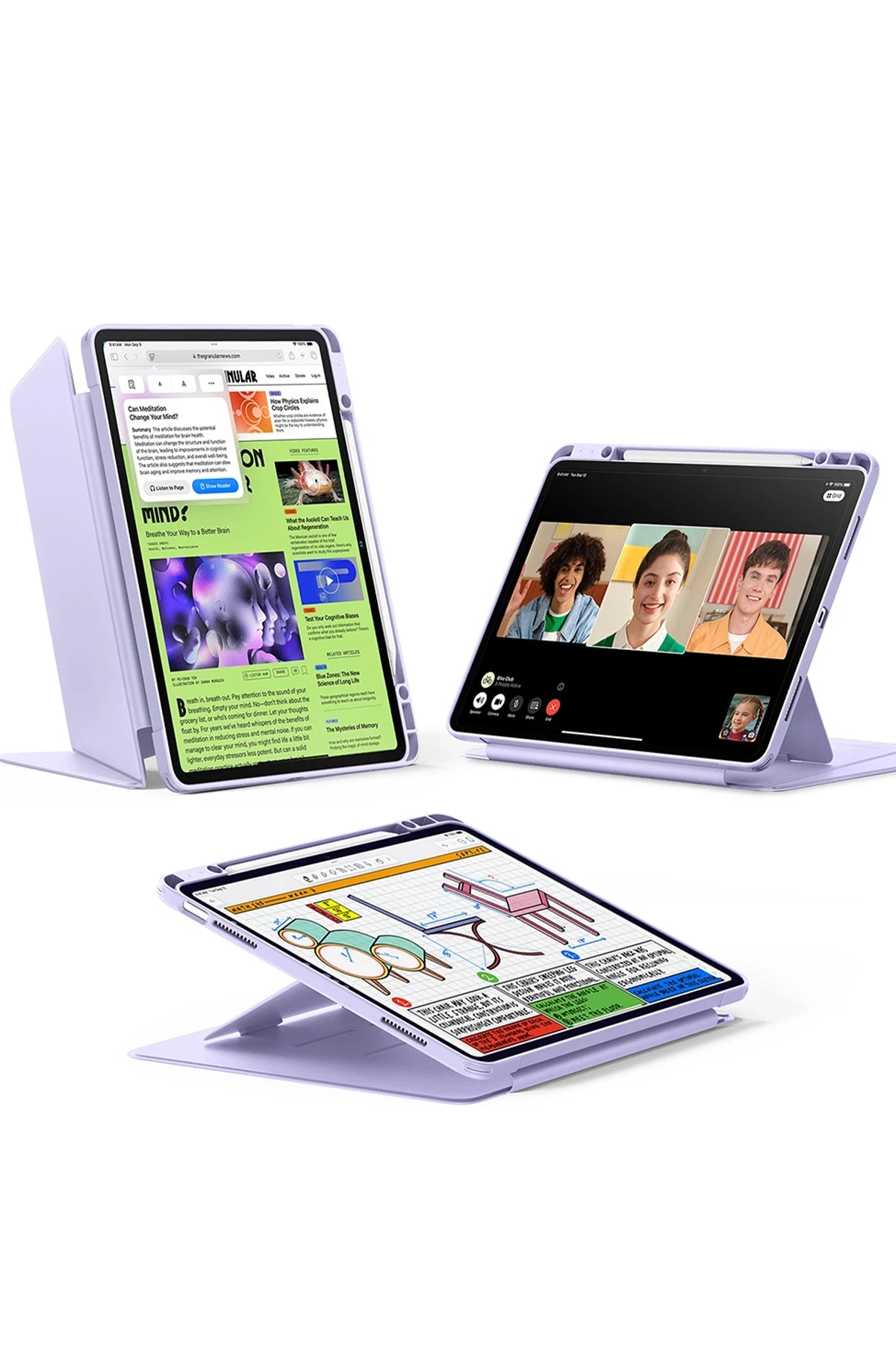 ESR Apple iPad Air 11 (2024) Flip Hybrid Kalemlikli Tablet Kılıfı - Mor