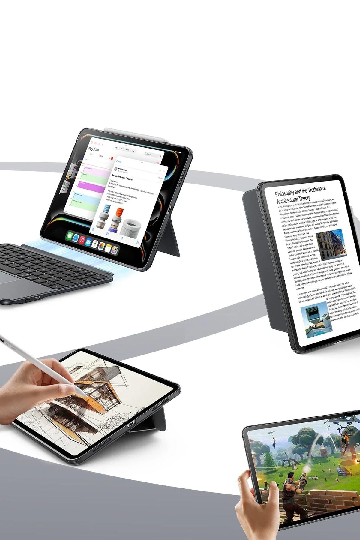 ESR Apple iPad Air 11 (2024) Shift Manyetik Klavyeli Tablet Kılıfı - Koyu Gri