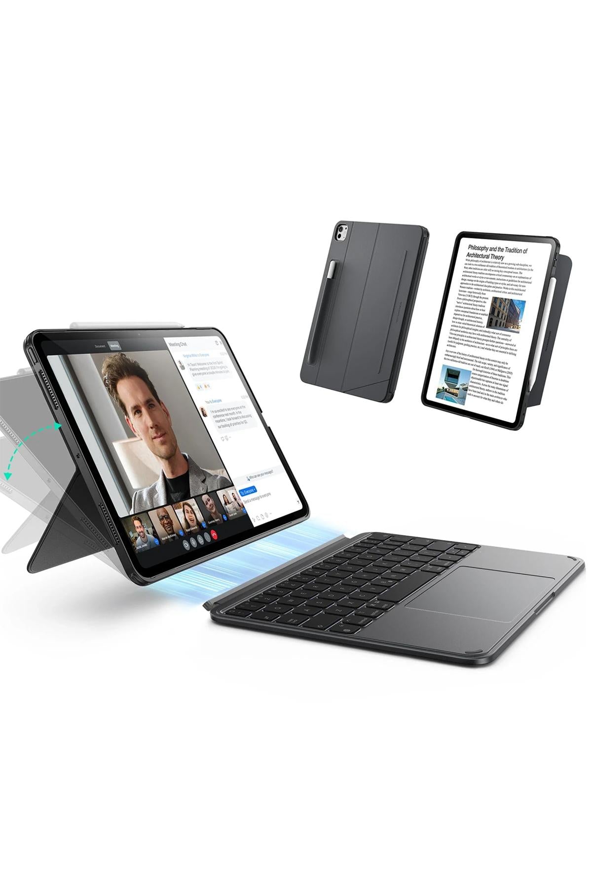 ESR Apple iPad Air 11 (2024) Shift Manyetik Klavyeli Tablet Kılıfı - Koyu Gri