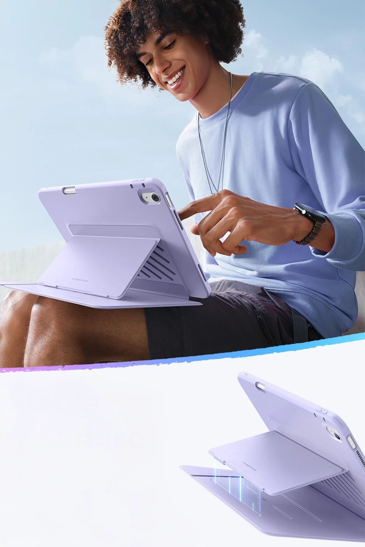 ESR Apple iPad Air 13 (2024) Flip Hybrid Kalemlikli Tablet Kılıfı - Mor