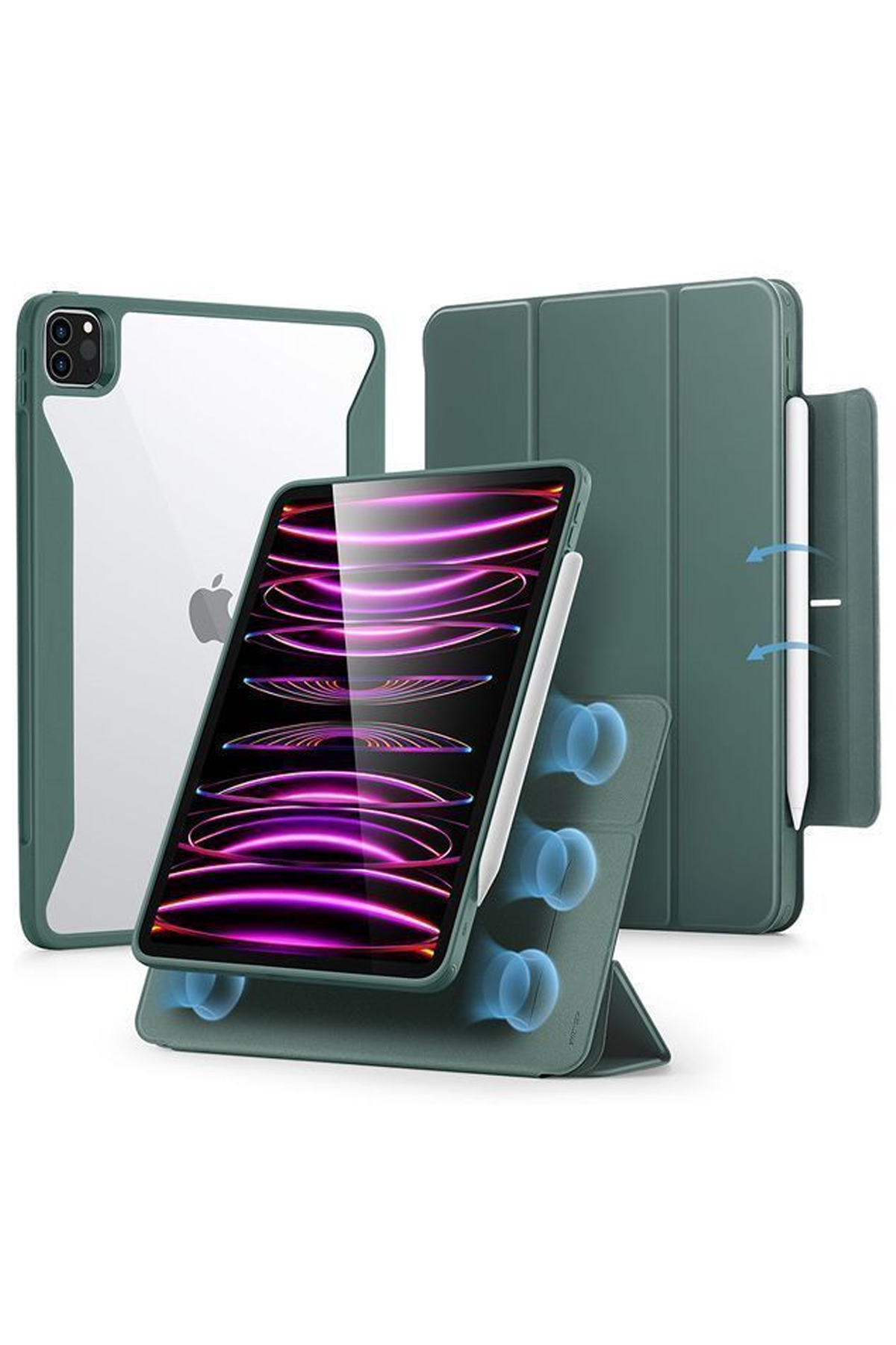 ESR Apple iPad Pro 12.9 (2021) Rebound Hybrid 360 Manyetik Tablet Kılıfı - Yeşil