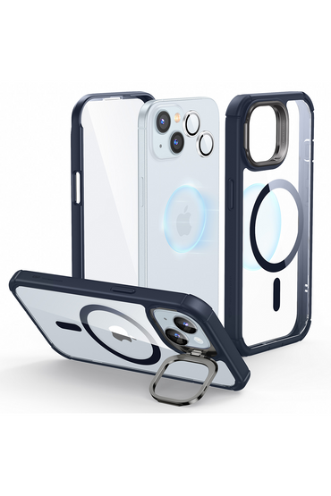 ESR Apple iPhone 15 Ekran ve Lens Koruyuculu Armor Tough Standlı Magsafe Kapak - Lacivert
