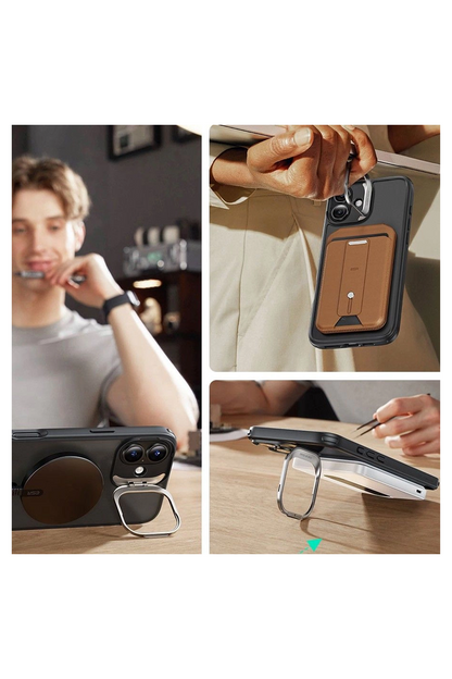 ESR Apple iPhone 16 Classic Hybrid Magsafe Standlı Kapak + Cam Hediyeli Set - Buzlu Siyah