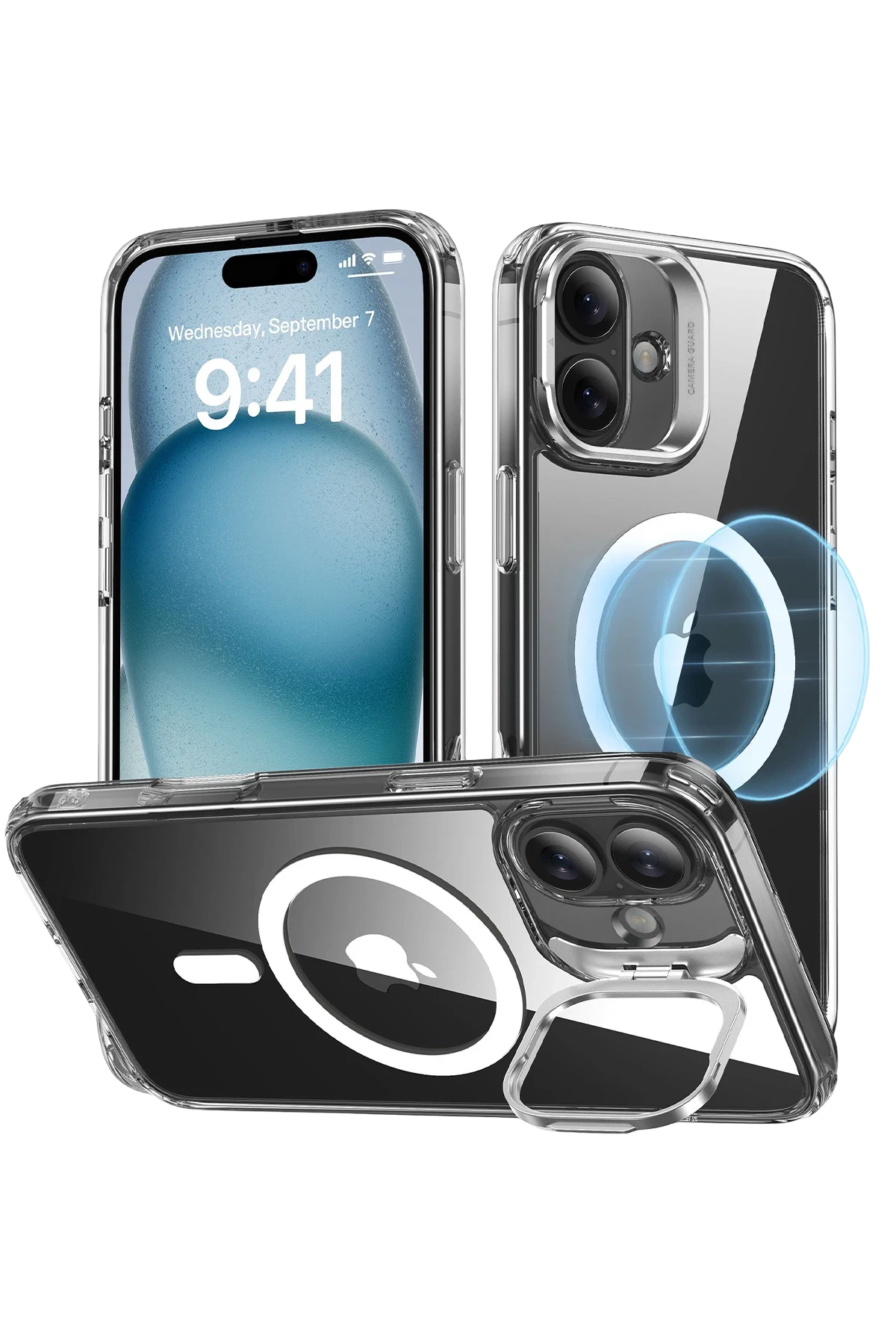ESR Apple iPhone 16 Classic Hybrid Magsafe Standlı Kapak + Cam Hediyeli Set - Şeffaf