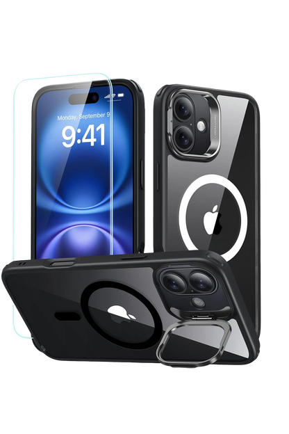 ESR Apple iPhone 16 Classic Hybrid Magsafe Standlı Kapak + Cam Hediyeli Set - Siyah