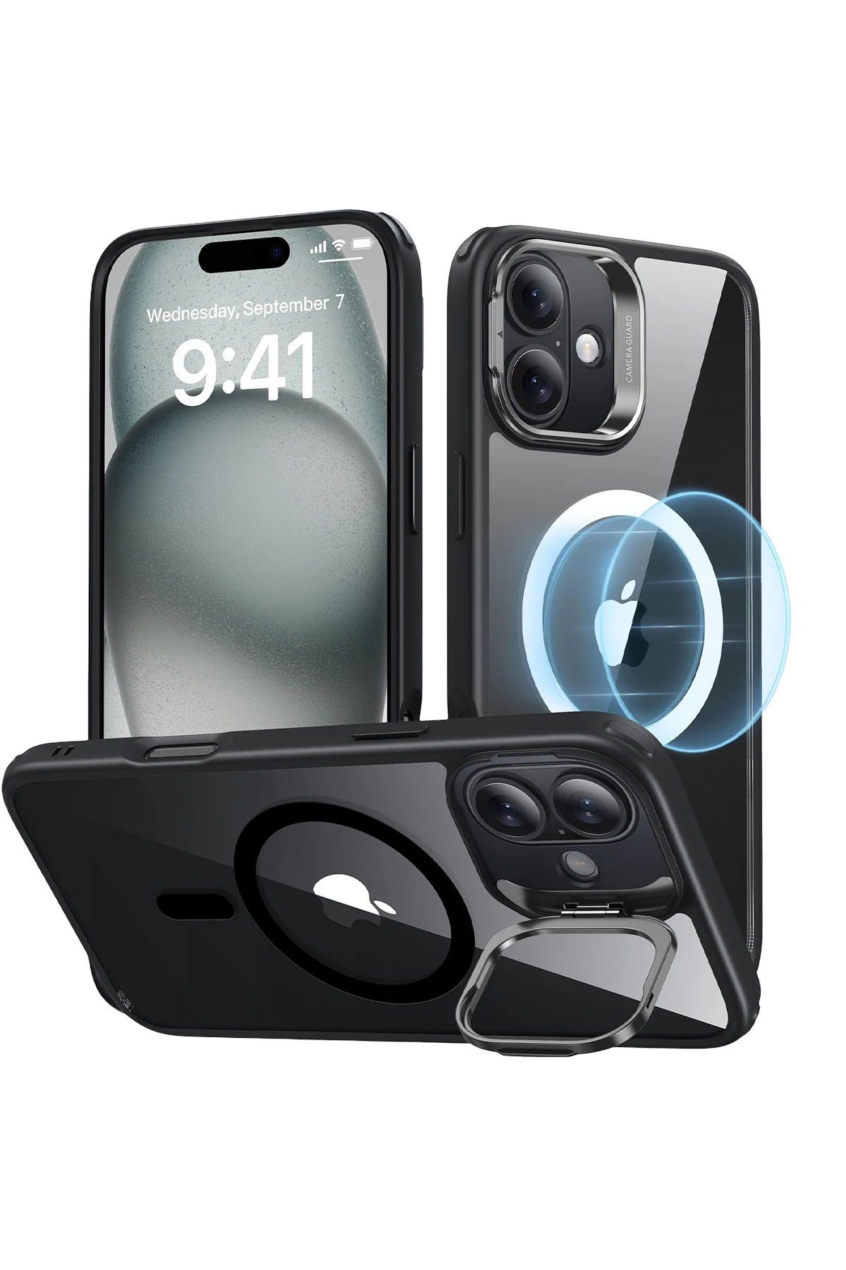 ESR Apple iPhone 16 Classic Hybrid Magsafe Standlı Kapak + Cam Hediyeli Set - Siyah