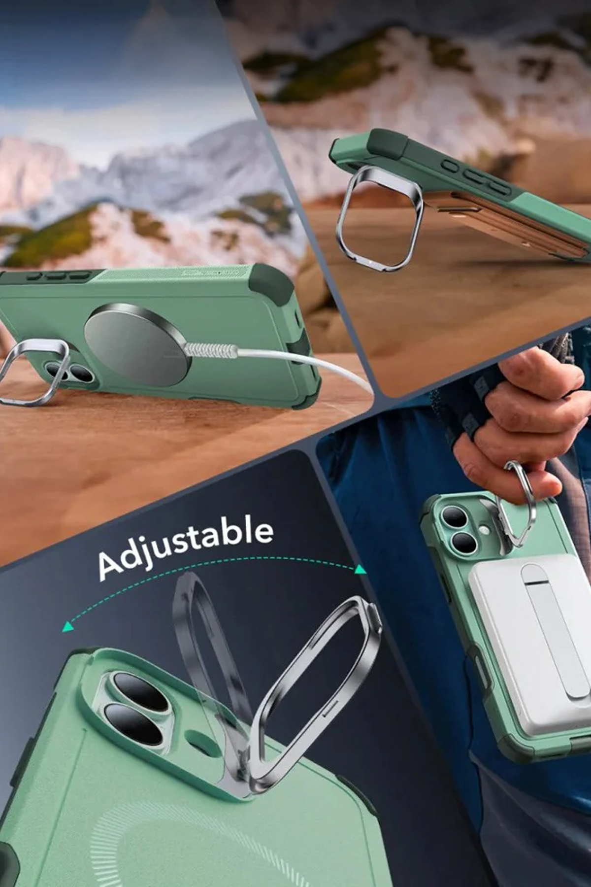 ESR Apple iPhone 16 Cyber Tough Magsafe Stantlı Kapak - Yeşil 2