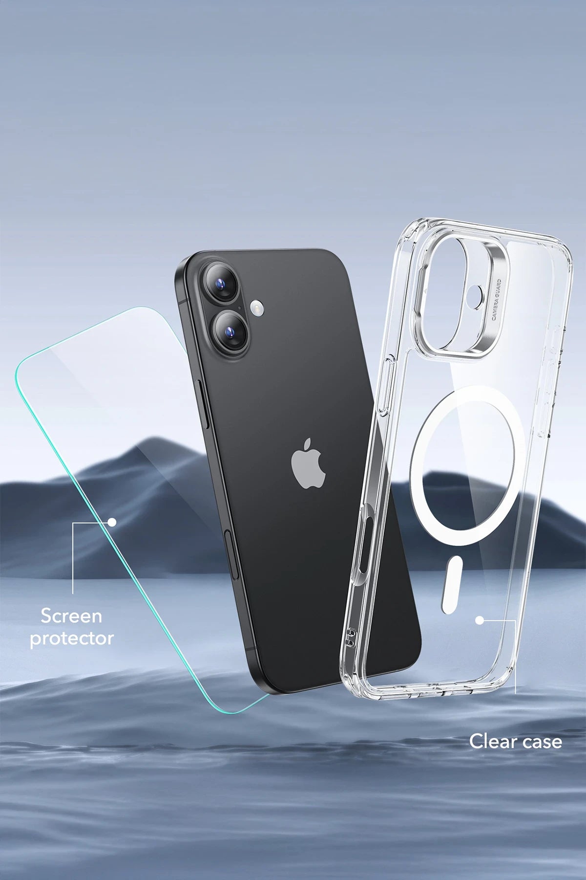 ESR Apple iPhone 16 Plus Classic Hybrid Magsafe Standlı Kapak + Cam Hediyeli Set - Şeffaf