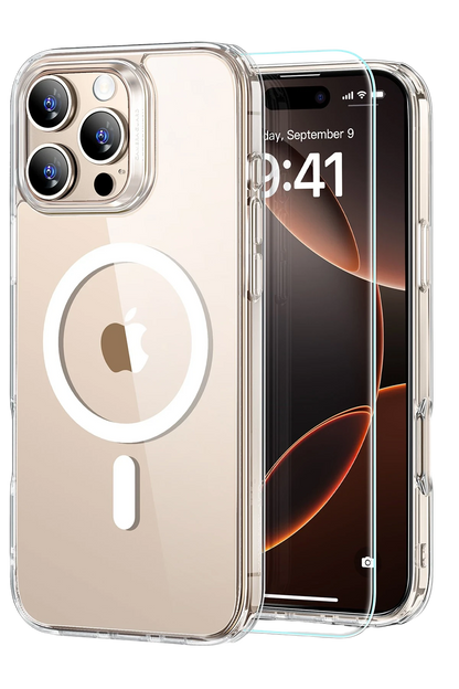 ESR Apple iPhone 16 Pro Classic Hybrid Magsafe Kapak + Cam Hediyeli Set - Buzlu Şeffaf