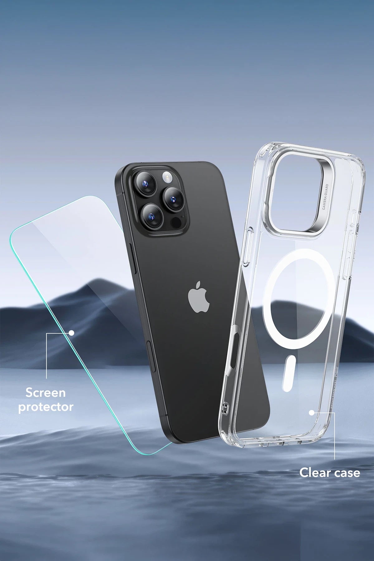 ESR Apple iPhone 16 Pro Classic Hybrid Magsafe Standlı Kapak + Cam Hediyeli Set - Şeffaf