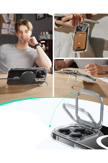 ESR Apple iPhone 16 Pro Classic Hybrid Magsafe Standlı Kapak + Cam Hediyeli Set - Şeffaf