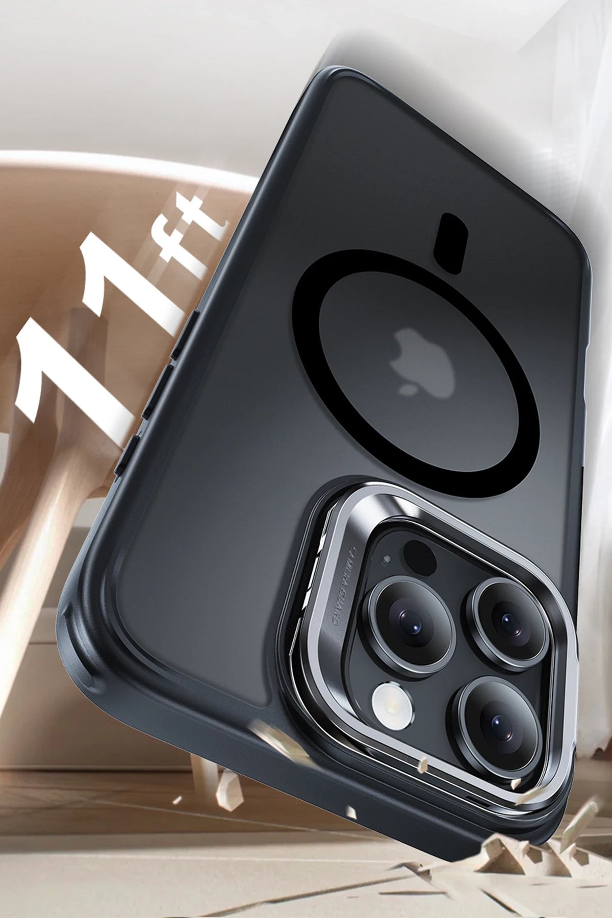 ESR Apple iPhone 16 Pro Classic Hybrid Magsafe Standlı Kapak + Cam Hediyeli Set - Buzlu Siyah