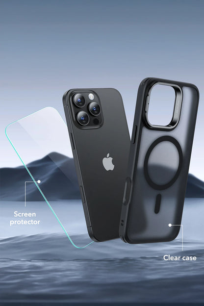 ESR Apple iPhone 16 Pro Classic Hybrid Magsafe Standlı Kapak + Cam Hediyeli Set - Buzlu Siyah
