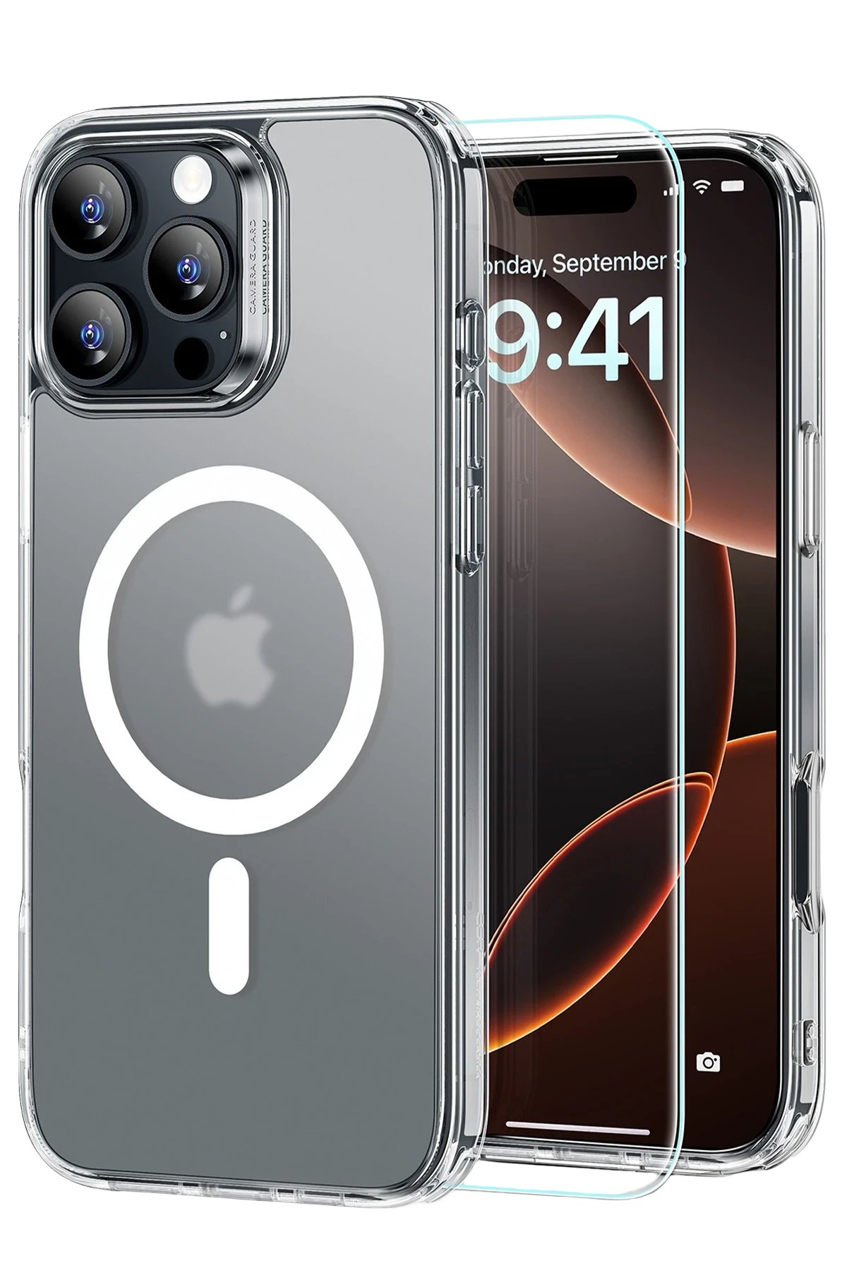 ESR Apple iPhone 16 Pro Max Classic Hybrid Magsafe Kapak + Cam Hediyeli Set - Buzlu Şeffaf