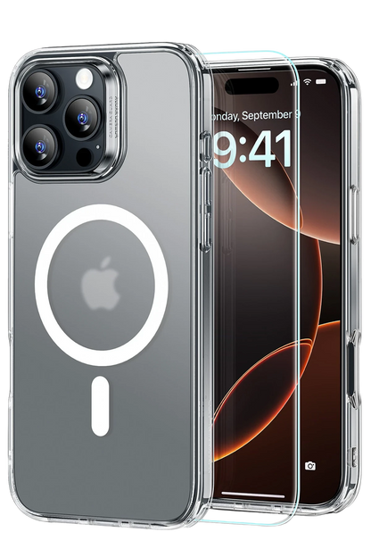 ESR Apple iPhone 16 Pro Max Classic Hybrid Magsafe Kapak + Cam Hediyeli Set - Buzlu Şeffaf