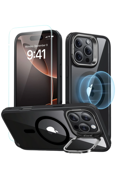ESR Apple iPhone 16 Pro Max Classic Hybrid Magsafe Standlı Kapak + Cam Hediyeli Set - Siyah