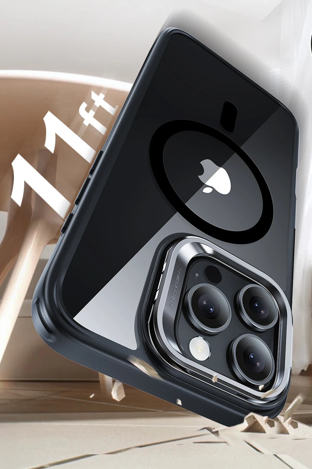 ESR Apple iPhone 16 Pro Max Classic Hybrid Magsafe Standlı Kapak + Cam Hediyeli Set - Siyah