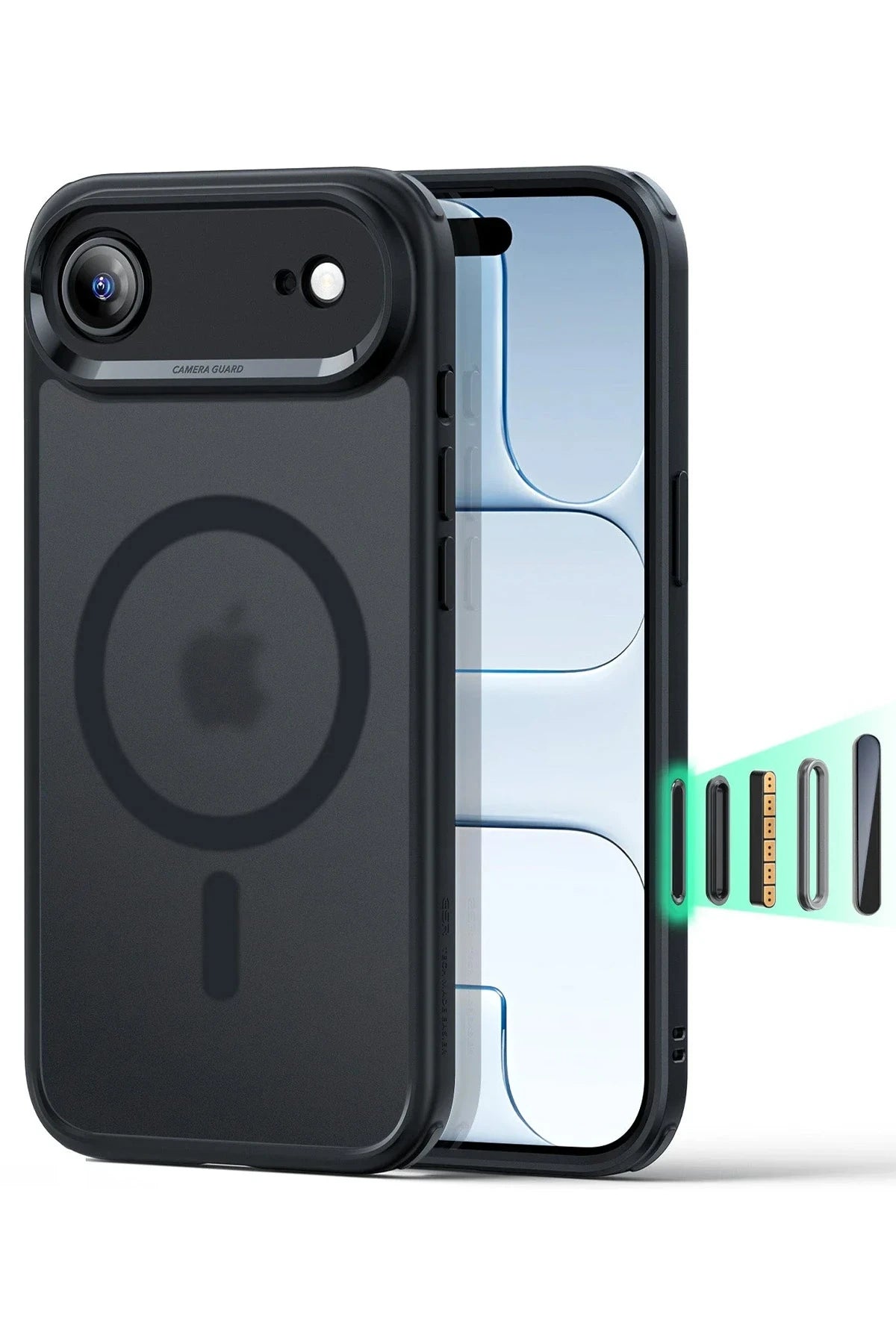 ESR Apple iPhone 17 Air Classic Hybrid Magsafe Kapak - Buzlu Siyah