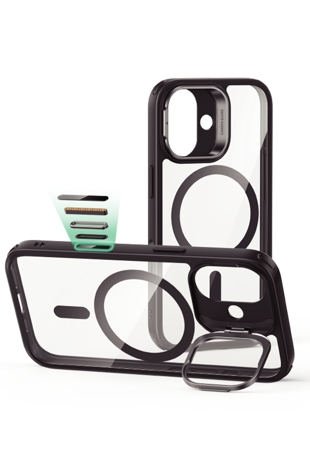 ESR Apple iPhone 17 Classic Hybrid Magsafe Standlı Kapak - Clear Black