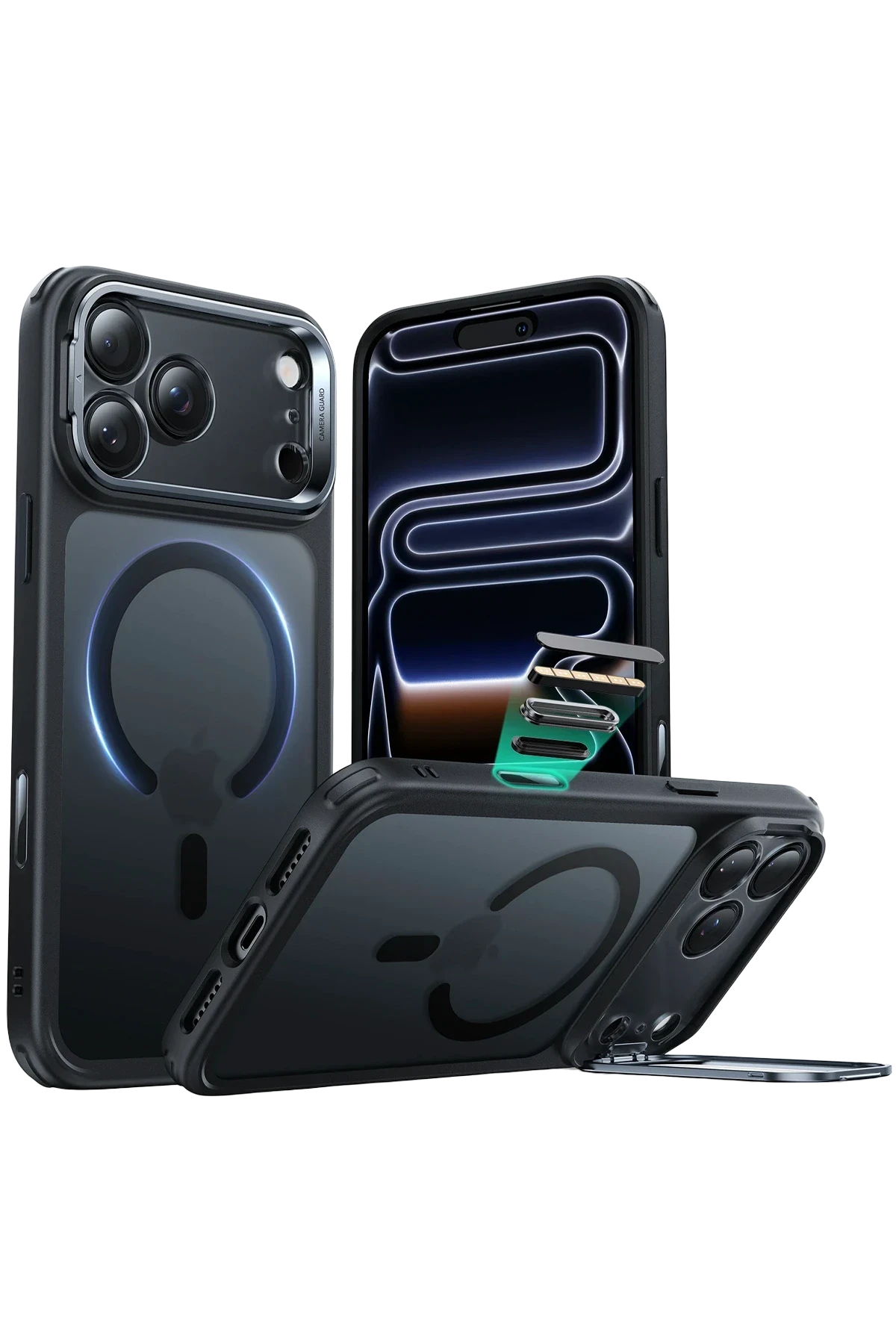 ESR Apple iPhone 17 Pro Classic Hybrid Magsafe Standlı Kapak - Buzlu Siyah