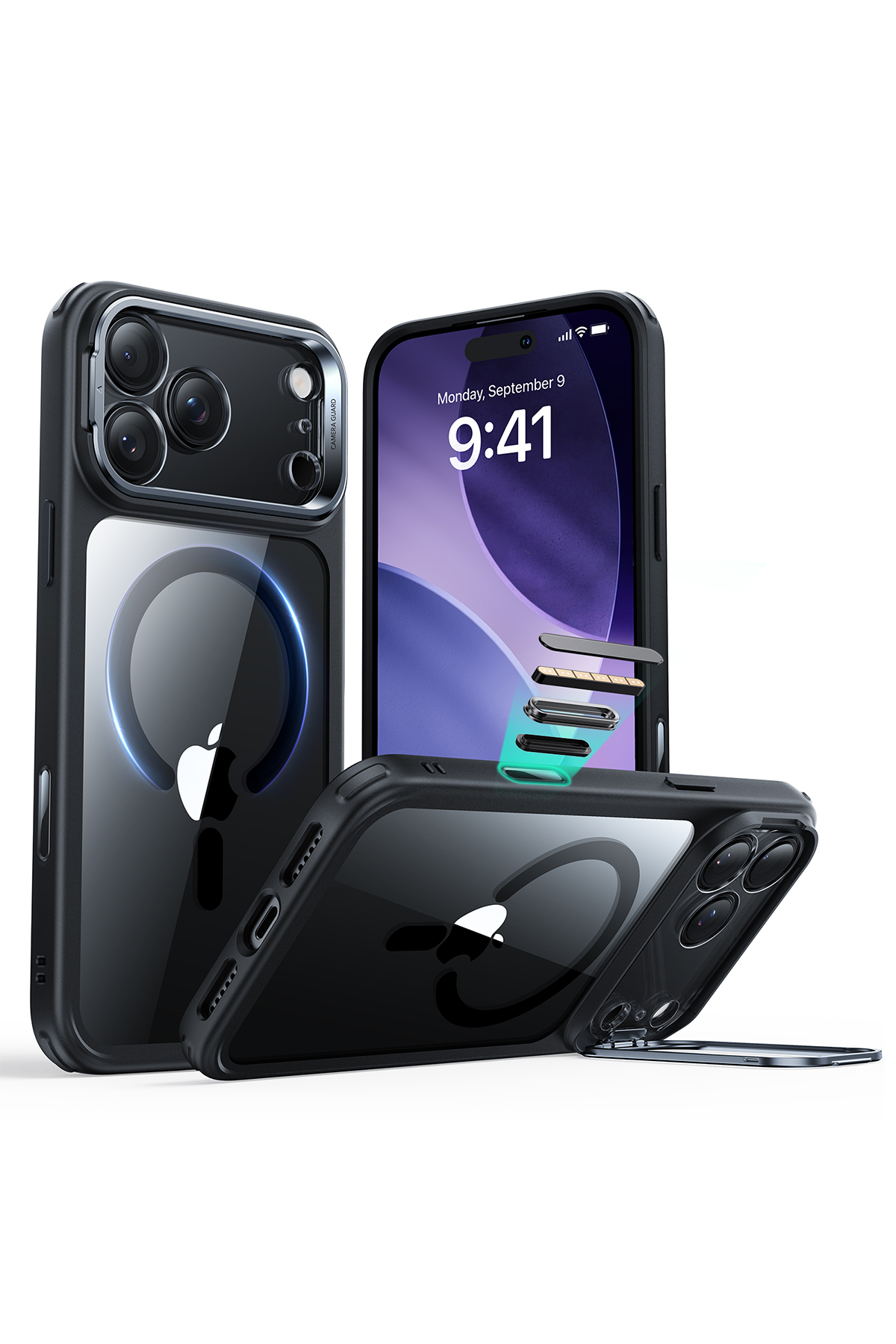 ESR Apple iPhone 17 Pro Classic Hybrid Magsafe Standlı Kapak - Clear Black