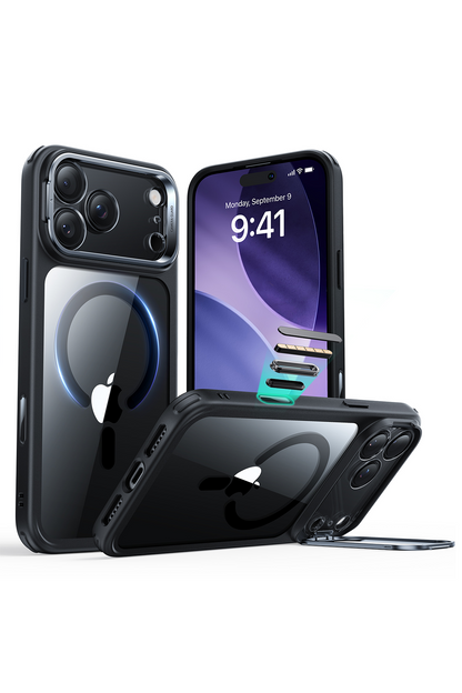 ESR Apple iPhone 17 Pro Classic Hybrid Magsafe Standlı Kapak - Clear Black