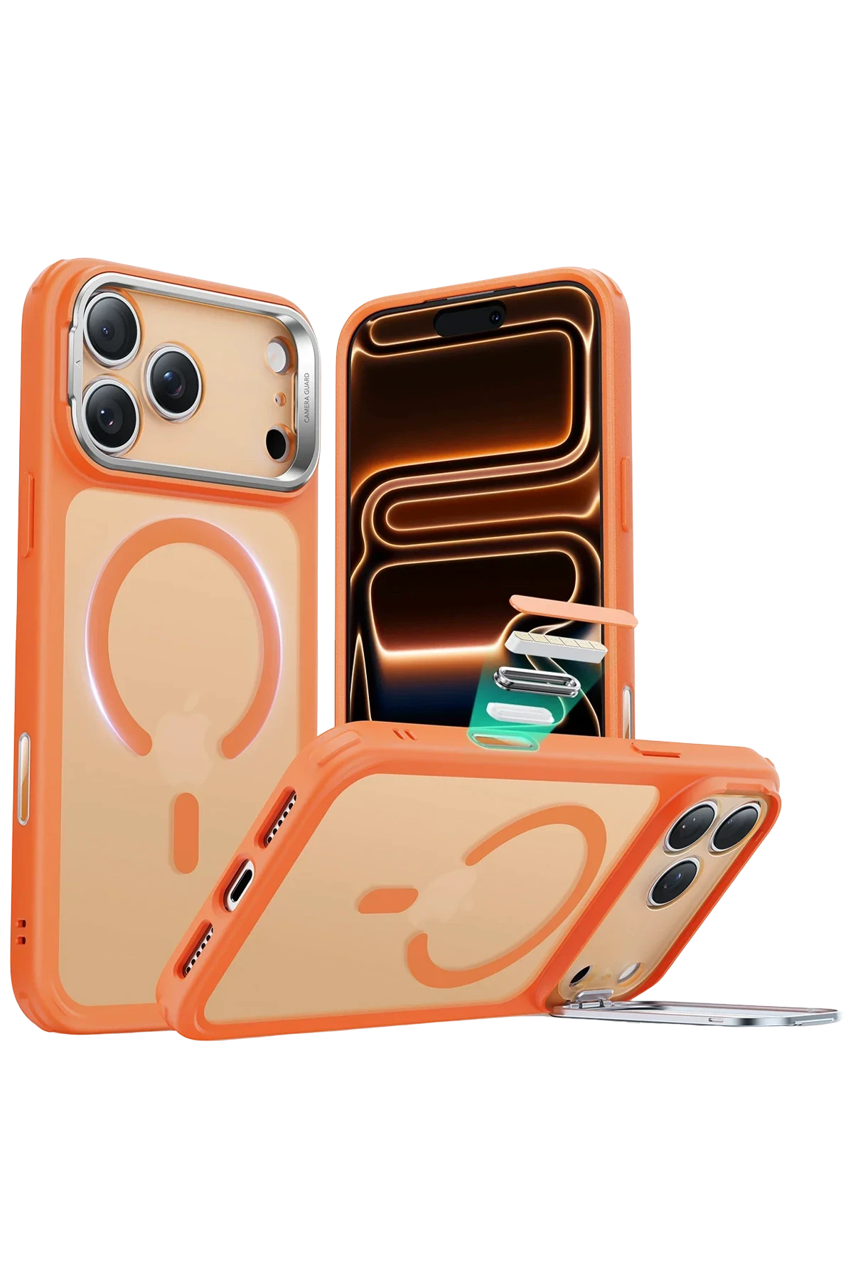 ESR Apple iPhone 17 Pro Classic Hybrid Magsafe Standlı Kapak - Frosted Orange