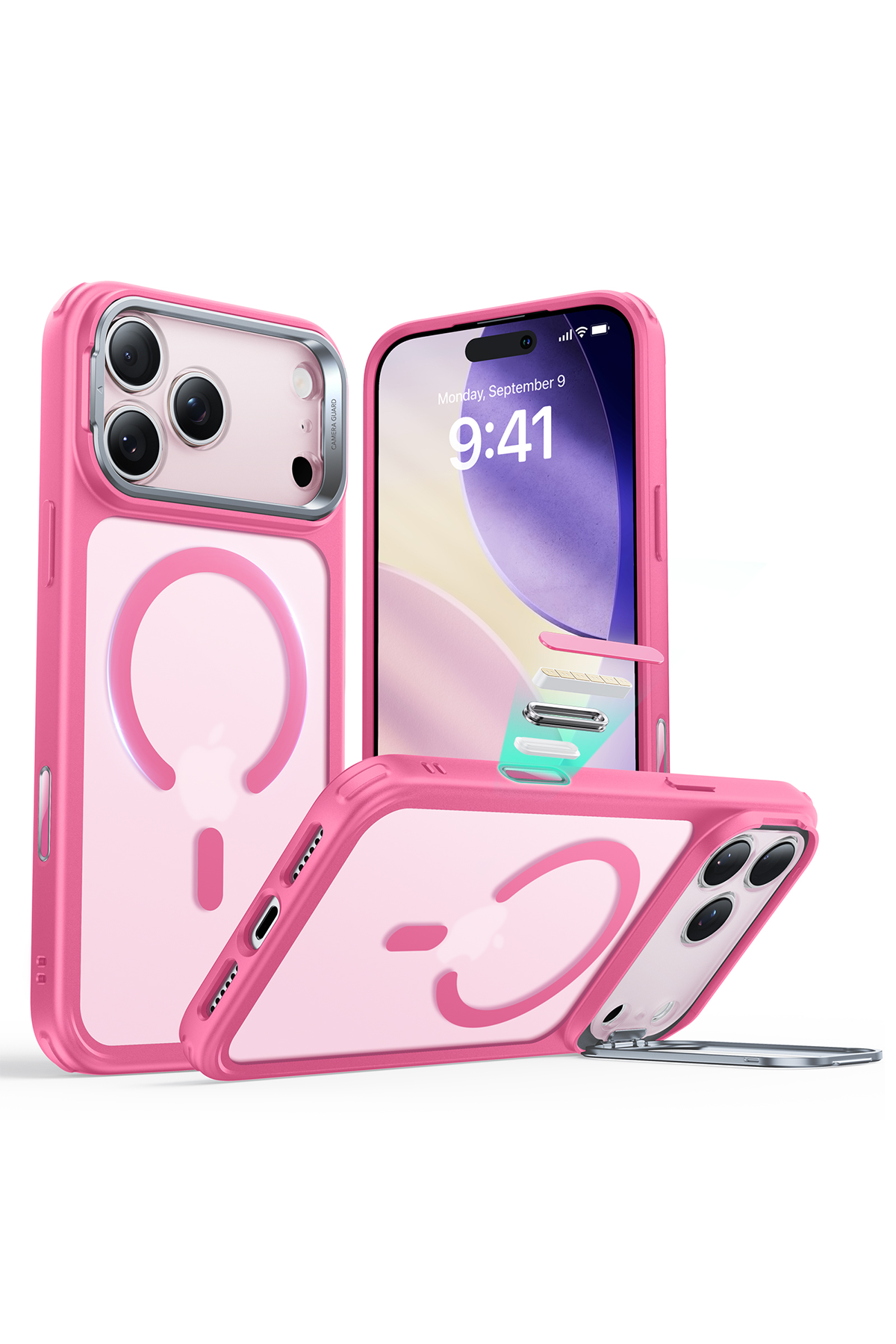 ESR Apple iPhone 17 Pro Max Classic Hybrid Magsafe Standlı Kapak - Frosted Pink