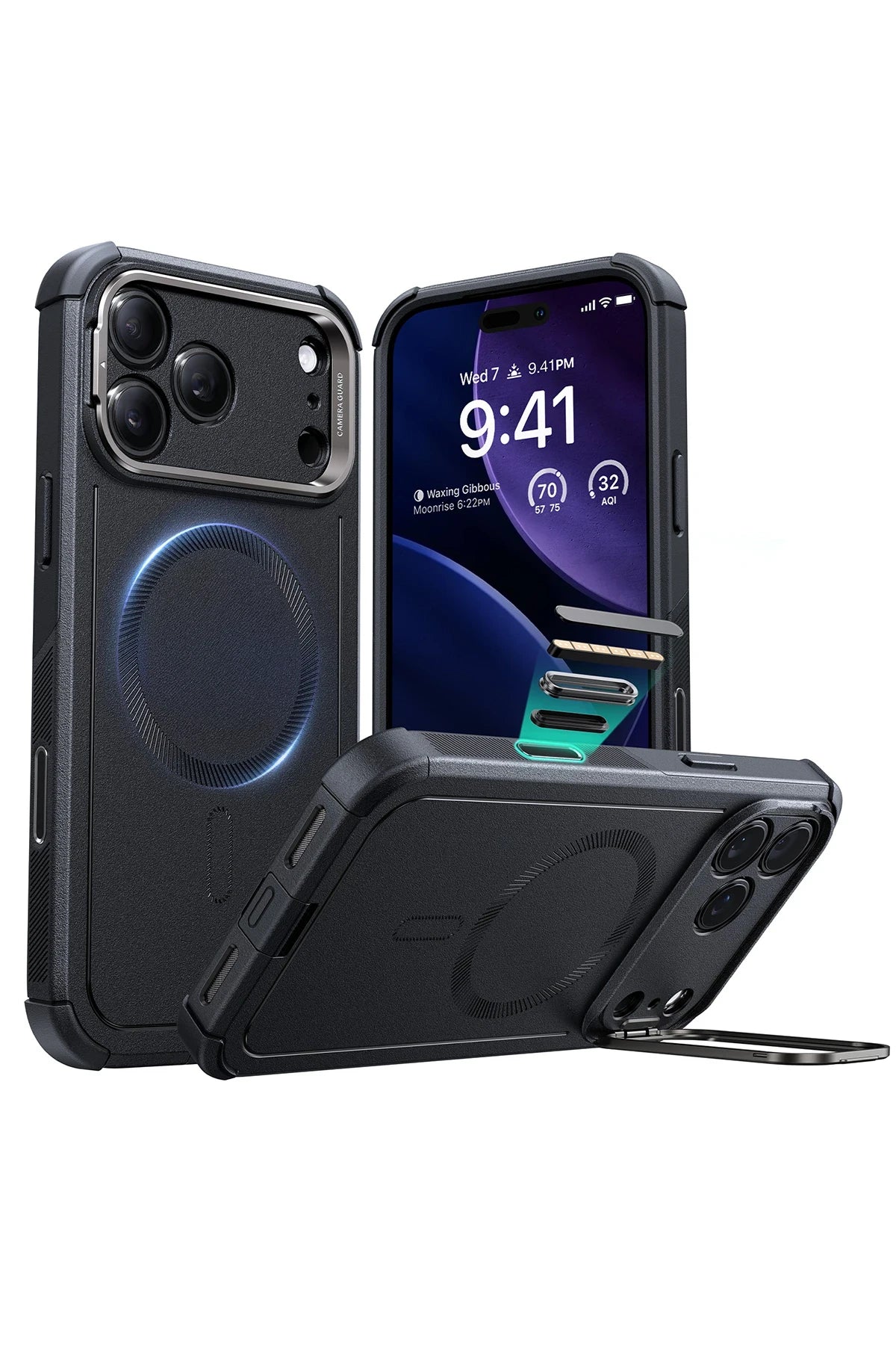 ESR Apple iPhone 17 Pro Max Cyber Tough Magsafe Stantlı Kapak - Siyah