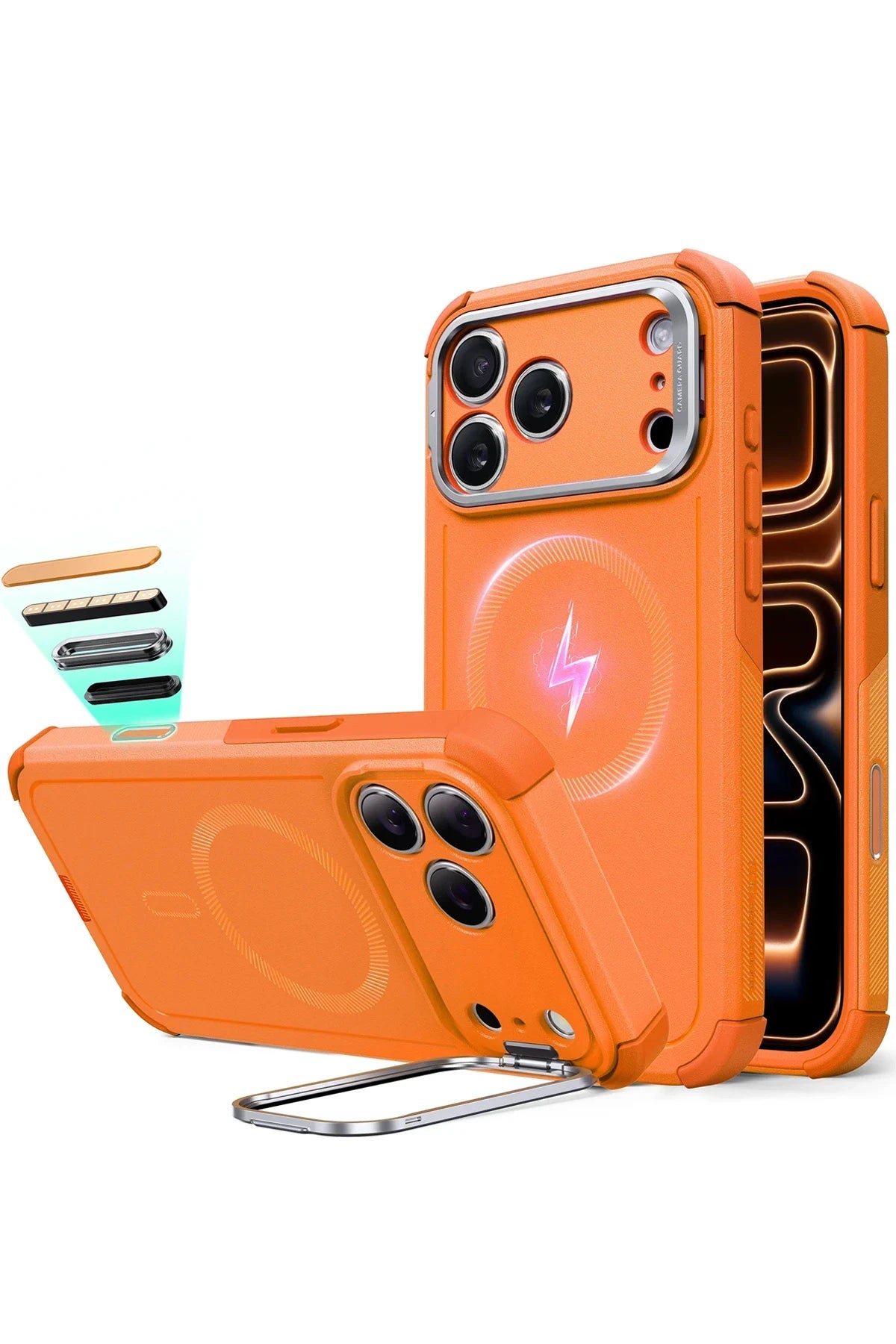 ESR Apple iPhone 17 Pro Max Cyber Tough Magsafe Stantlı Kapak - Turuncu