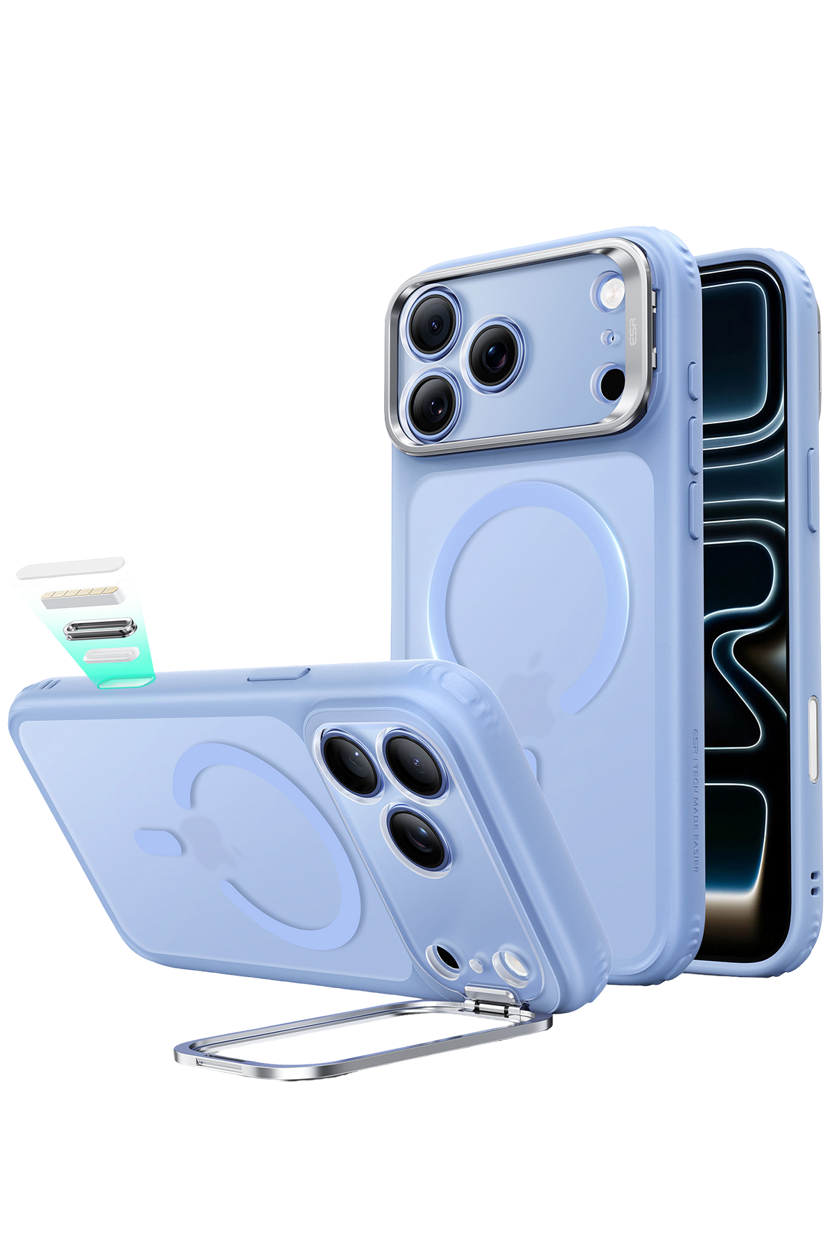 ESR Apple iPhone 18 Pro/17 Pro Classic Hybrid Magsafe Standlı Kapak - Açık Mavi