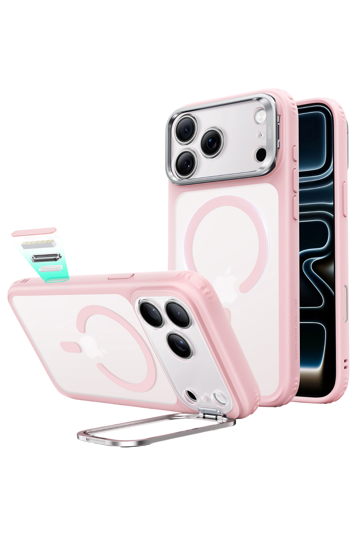 ESR Apple iPhone 18 Pro/17 Pro Classic Hybrid Magsafe Standlı Kapak - Pembe