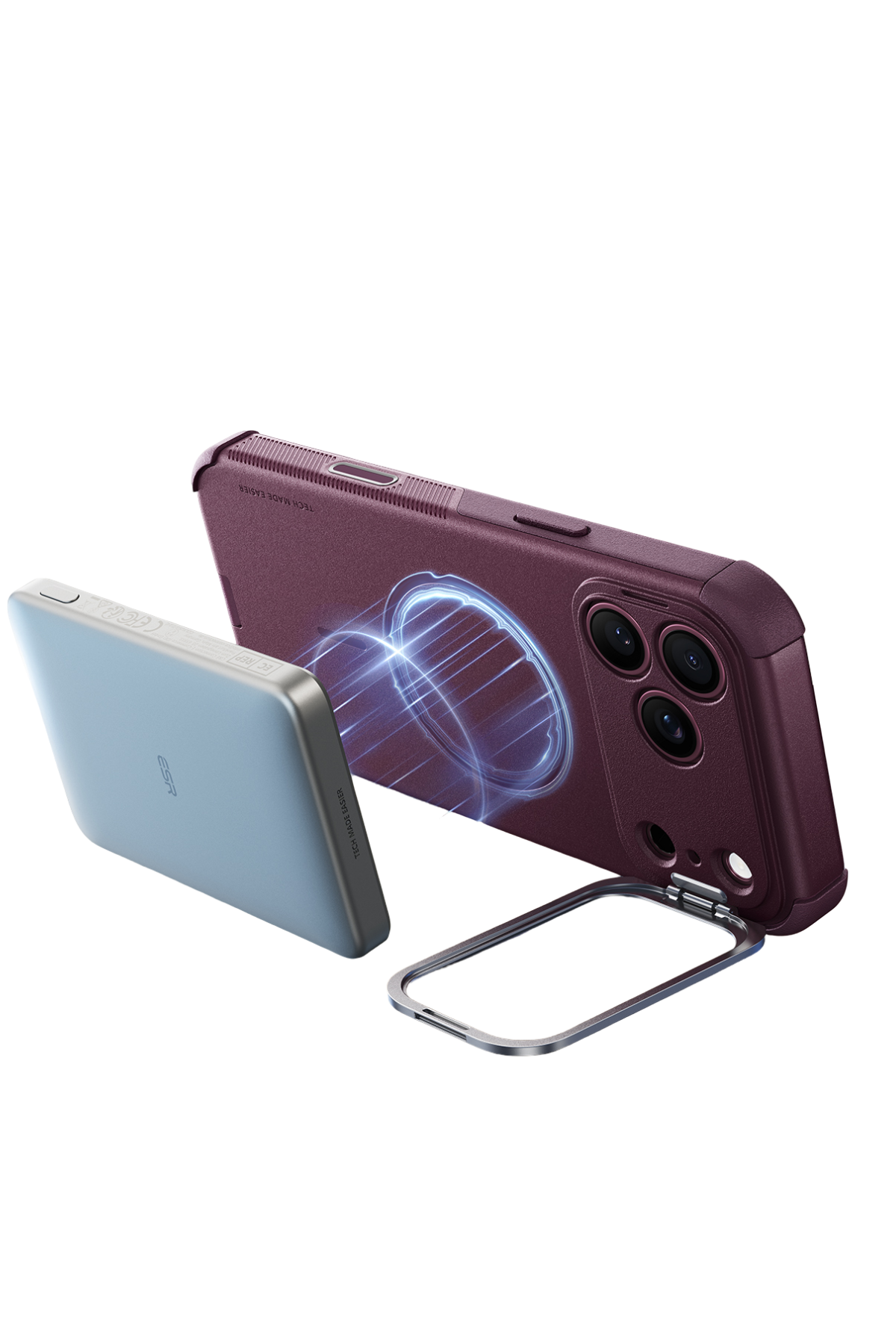 ESR Apple iPhone 18 Pro/17 Pro Cyber Tough Magsafe Stantlı Kapak - Bordo