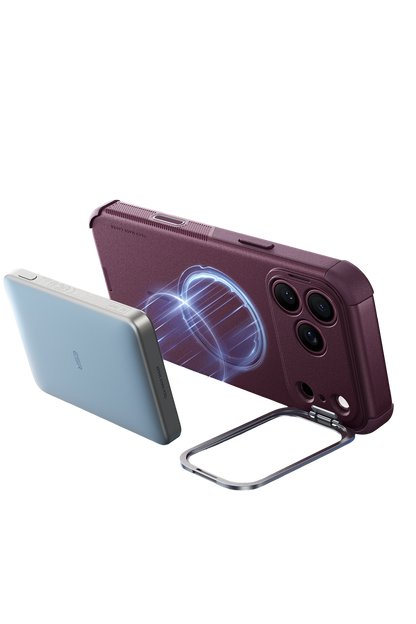 ESR Apple iPhone 18 Pro/17 Pro Cyber Tough Magsafe Stantlı Kapak - Bordo