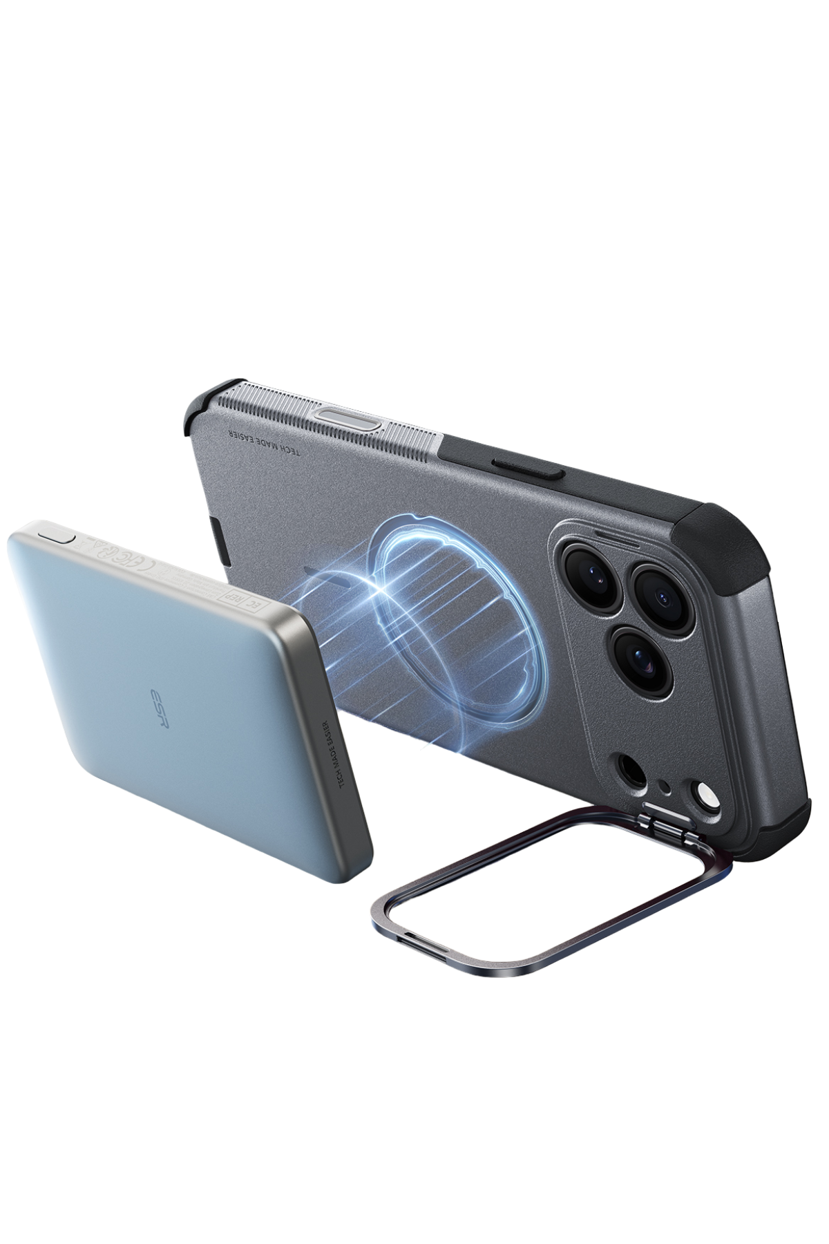 ESR Apple iPhone 18 Pro/17 Pro Cyber Tough Magsafe Stantlı Kapak - Gri