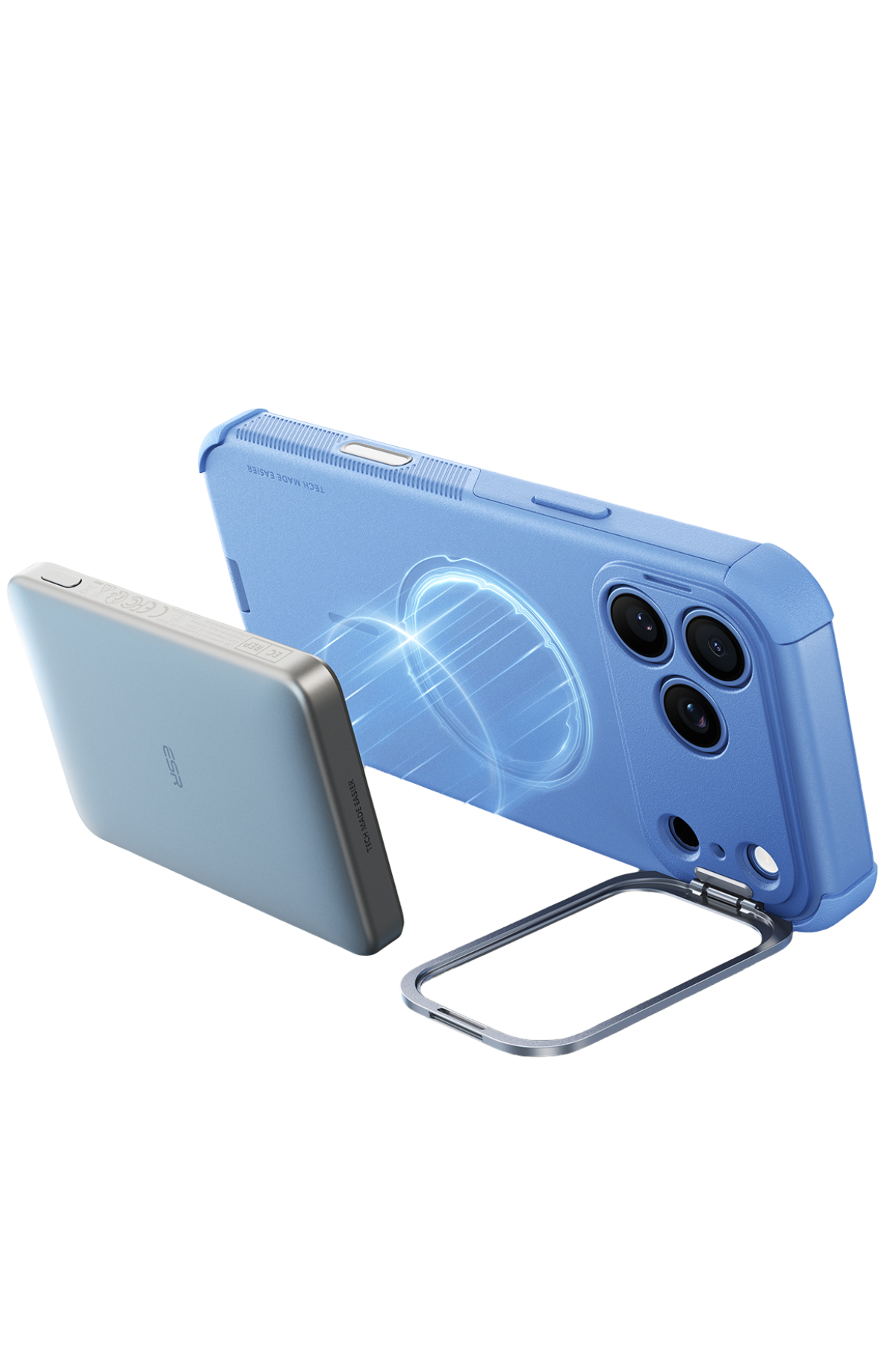 ESR Apple iPhone 18 Pro Max/17 Pro Max Cyber Tough Magsafe Stantlı Kapak - Açık Mavi