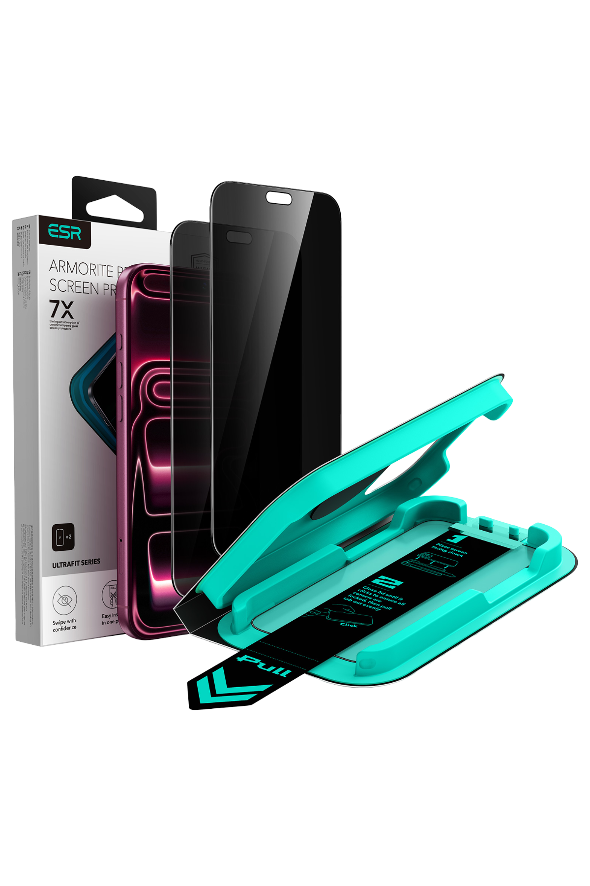ESR Apple iPhone 18 Pro Ultrafit Armorite 2 Adet Hayalet Cam Ekran Koruyucu - Siyah