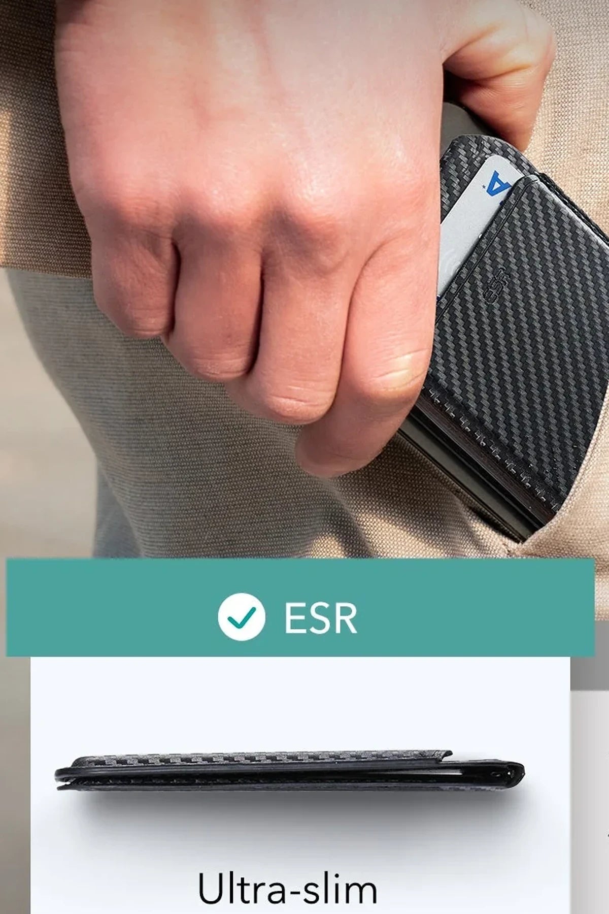ESR Classic Stant Özellikli Magsafe Kartlık - Karbon Siyah