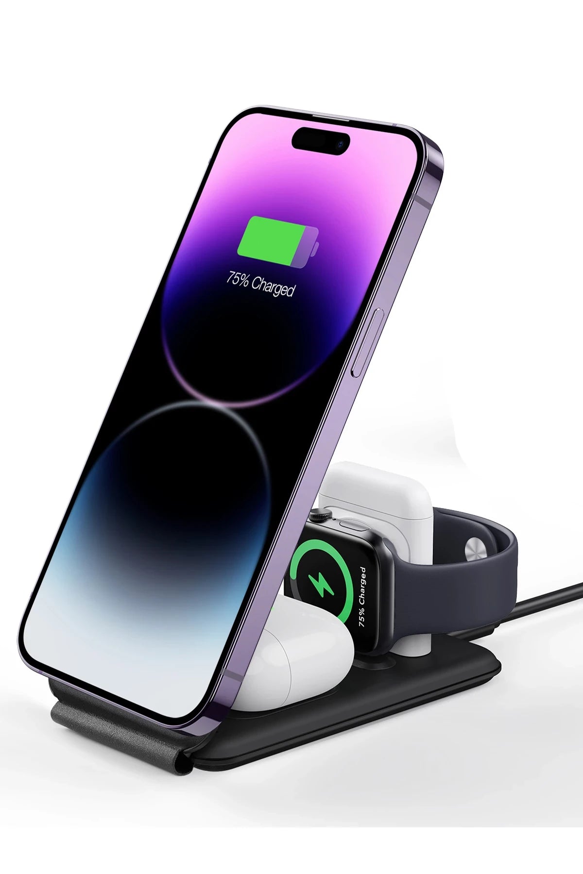 ESR HaloLock 3in1 20W PD Type-C Çıkışlı ve Saat ile Airpods İçin Kablosuz Şarj Destekli Şarj Seti - Siyah