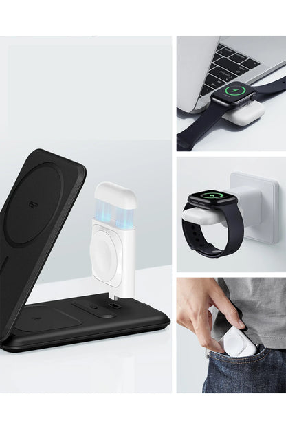 ESR HaloLock 3in1 20W PD Type-C Çıkışlı ve Saat ile Airpods İçin Kablosuz Şarj Destekli Şarj Seti - Siyah