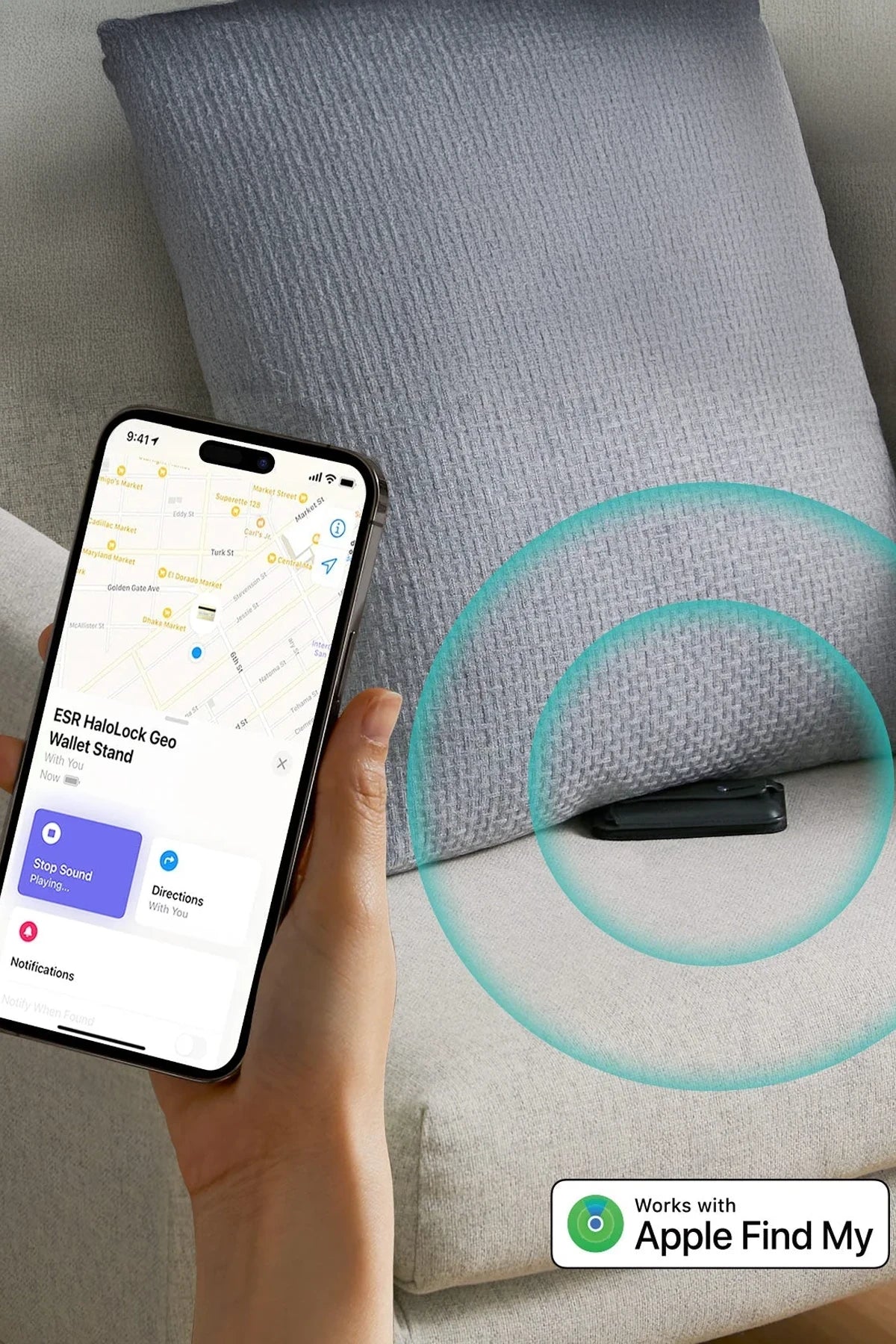 ESR HaloLock Geo Apple Find My Destekli Stant Özellikli Magsafe Kartlık - Siyah