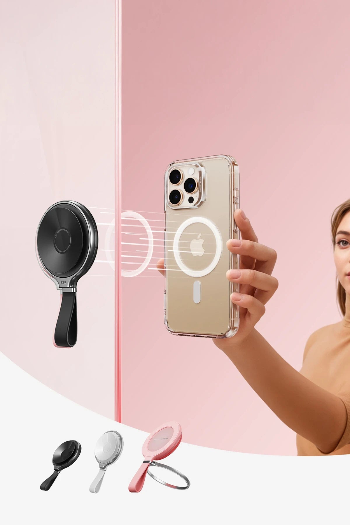ESR HaloLock Vantuzlu ve Standlı Manyetik Magsafe Telefon Tutucu - Siyah